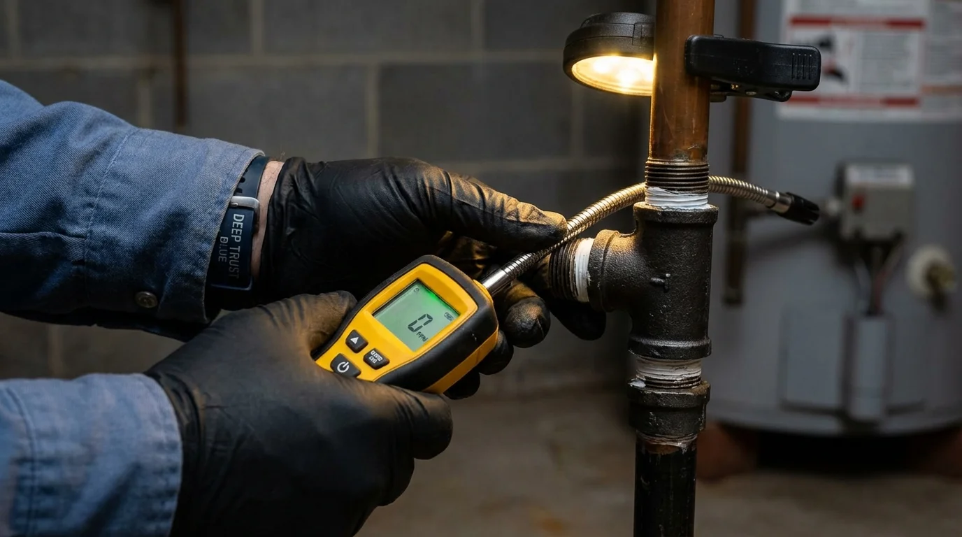 Gas leak detection with electronic sniffer by Johns Plumbing LLC in Walling