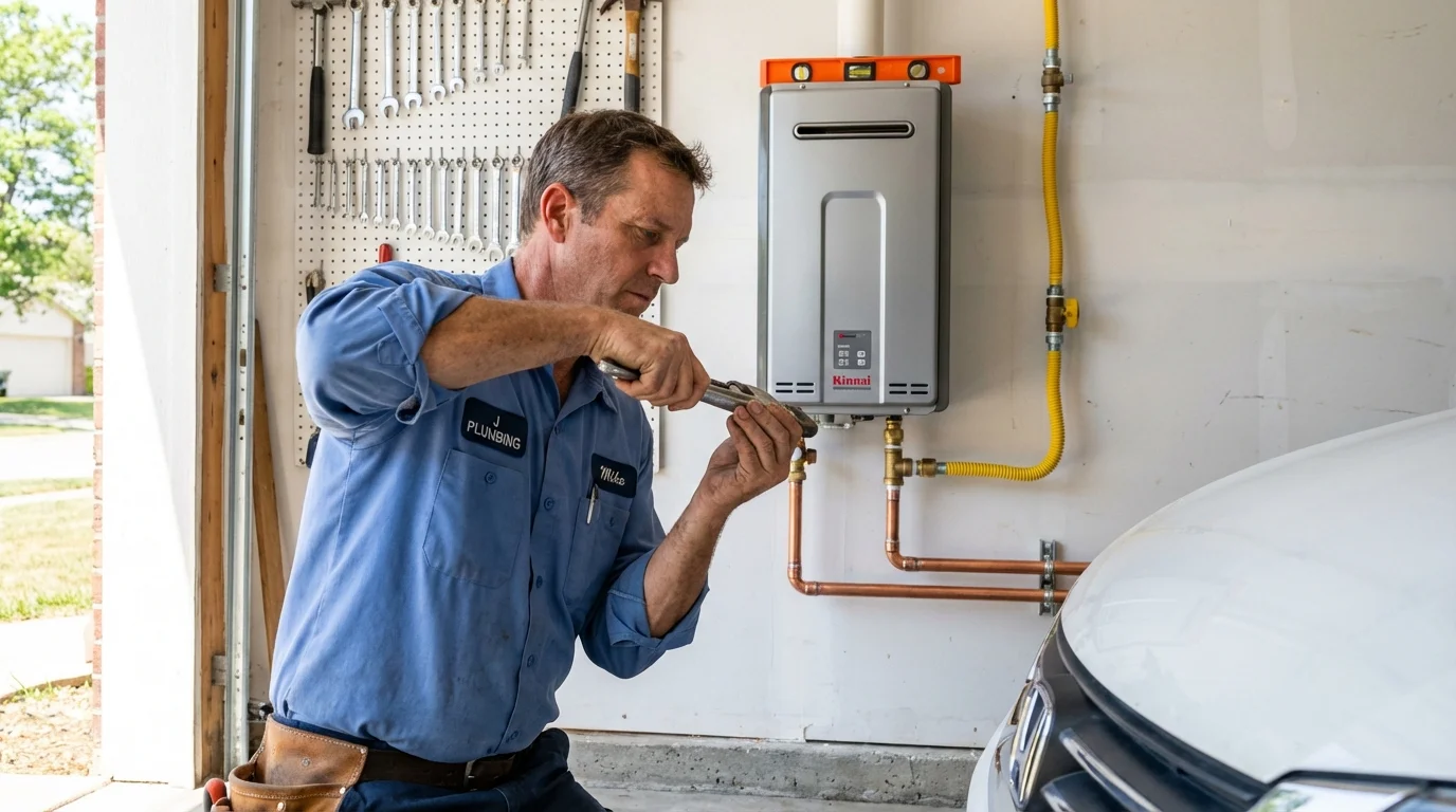 Tankless water heater installation by a Johns Plumbing LLC plumber in Walling